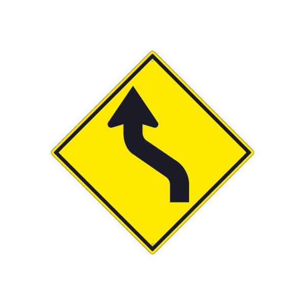 National Marker Co NMC Traffic Sign, Lane Shift Arrow Right Sign, 30in X 30in, Yellow TM245K Zoro